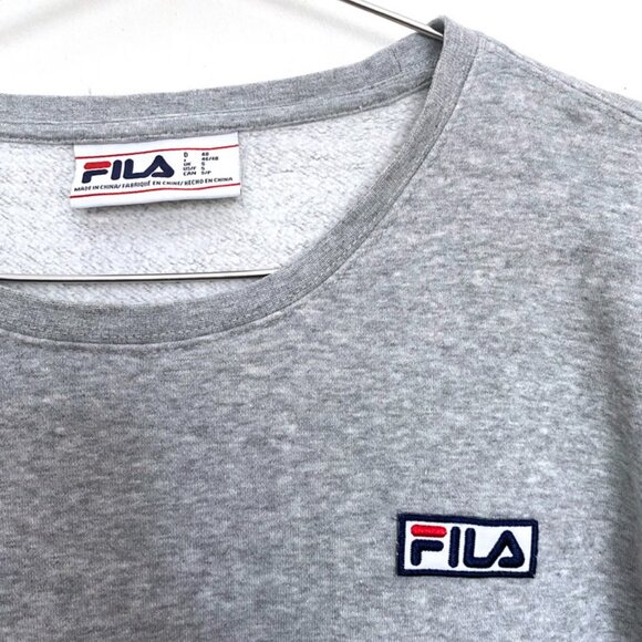 Fila Men's Garran Fleece Crew long sleeve Sweatshirt, gray heather, S - Picture 4 of 6